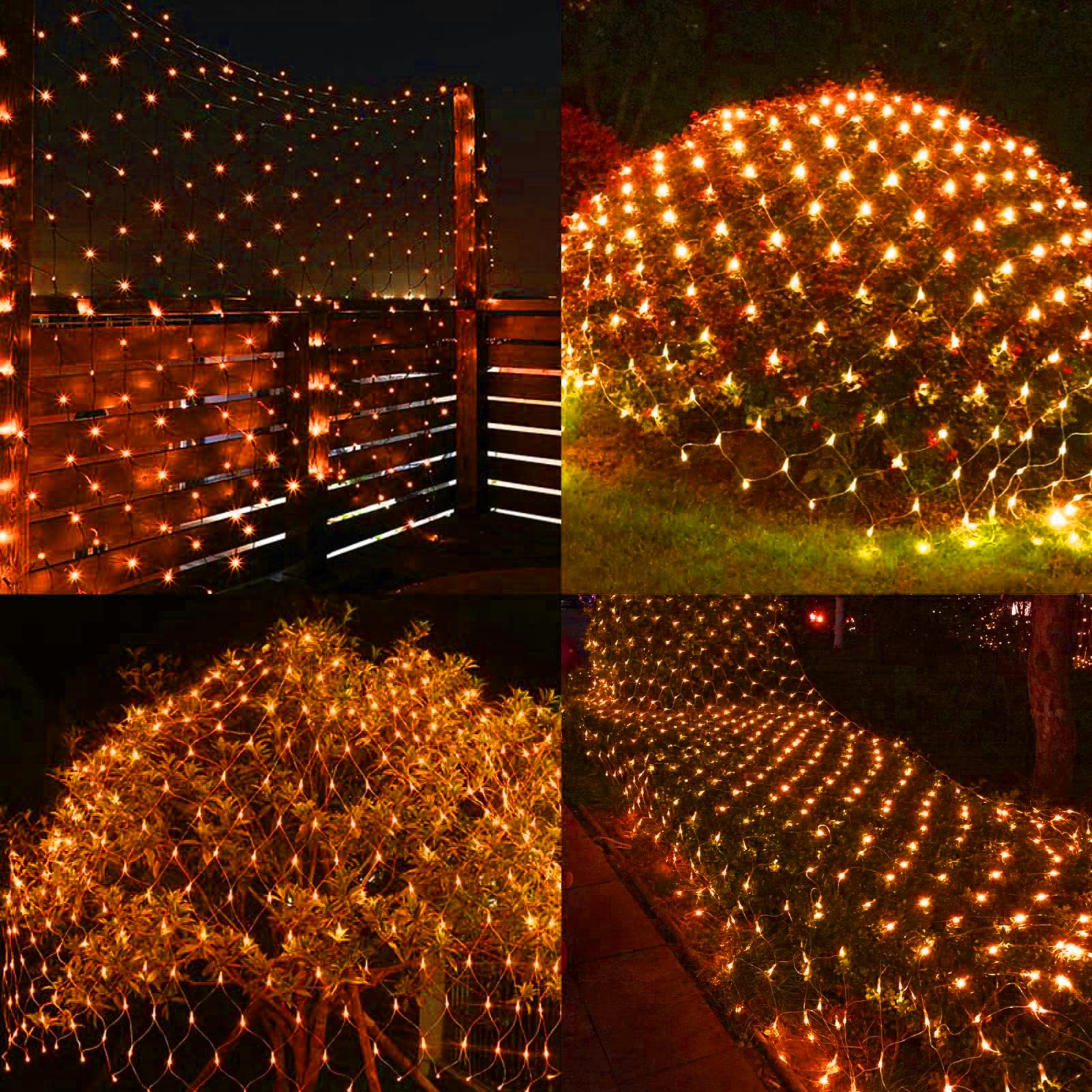 198 LED Orange Net Lights Outdoor Mesh Lights 9.8ft x 6.6ft